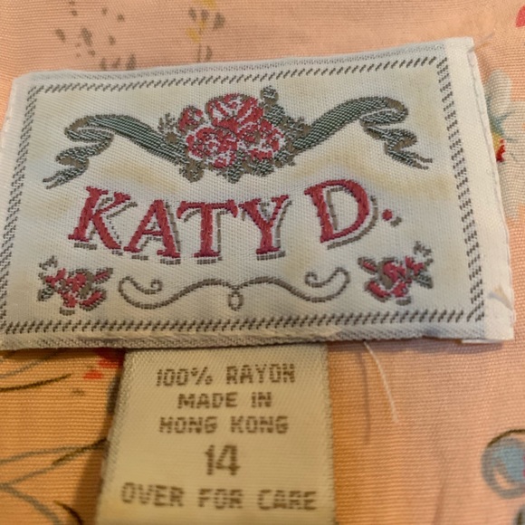 Cute dress peach with flowers size 14 Katy D - Picture 2 of 4